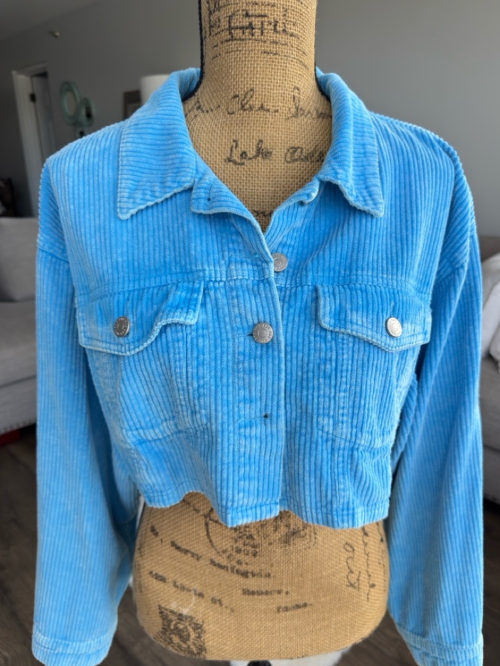 BDG Sky Blue Cropped Corduroy Jacket